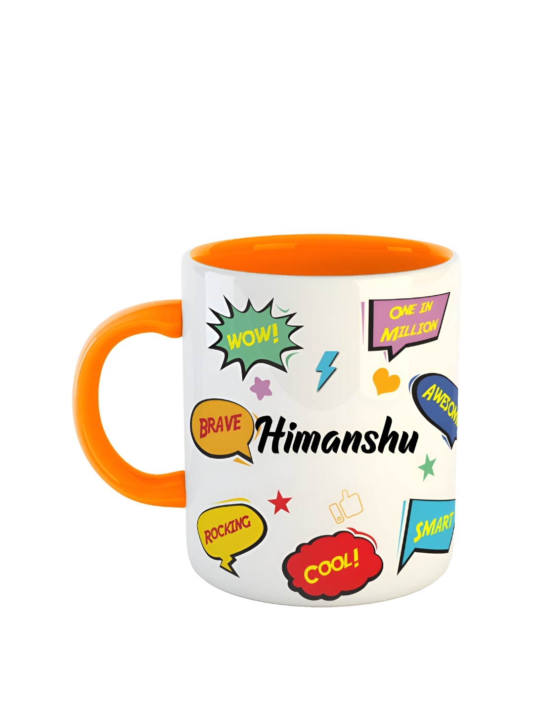 

ARTBUG Orange & White Text Printed Ceramic Glossy Mug 350ml