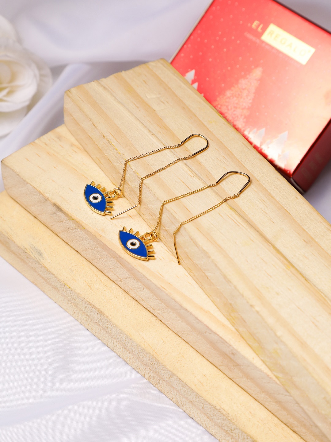 

EL REGALO Evil Eye Drop Earrings, Gold
