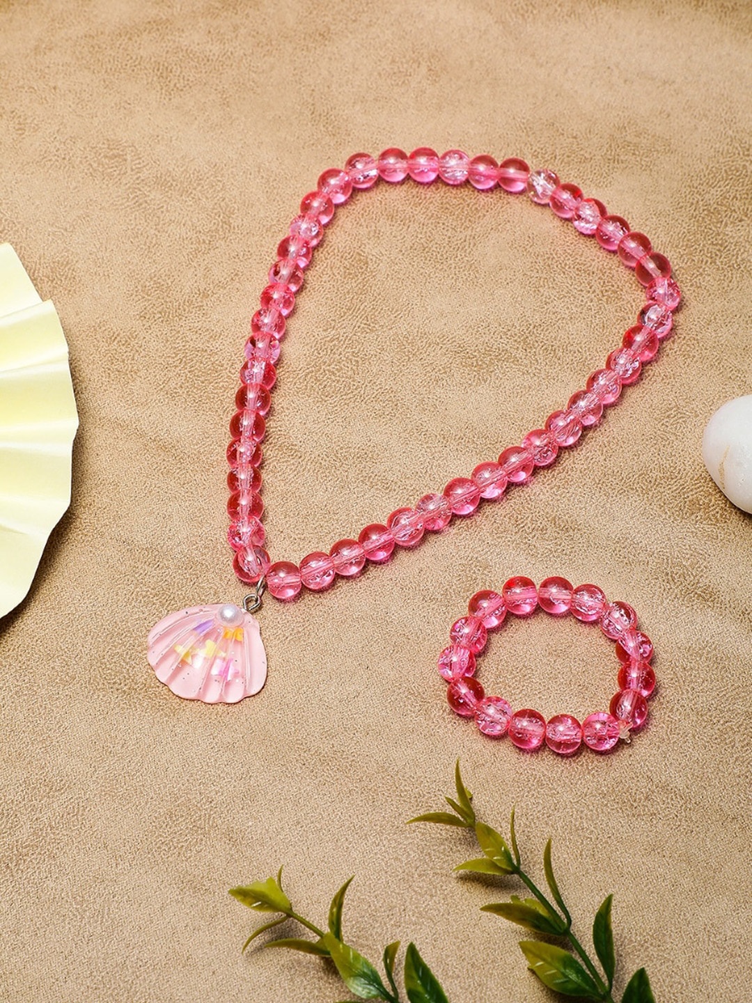 

EL REGALO Girls Artificial Beads Jewellery Set, Pink