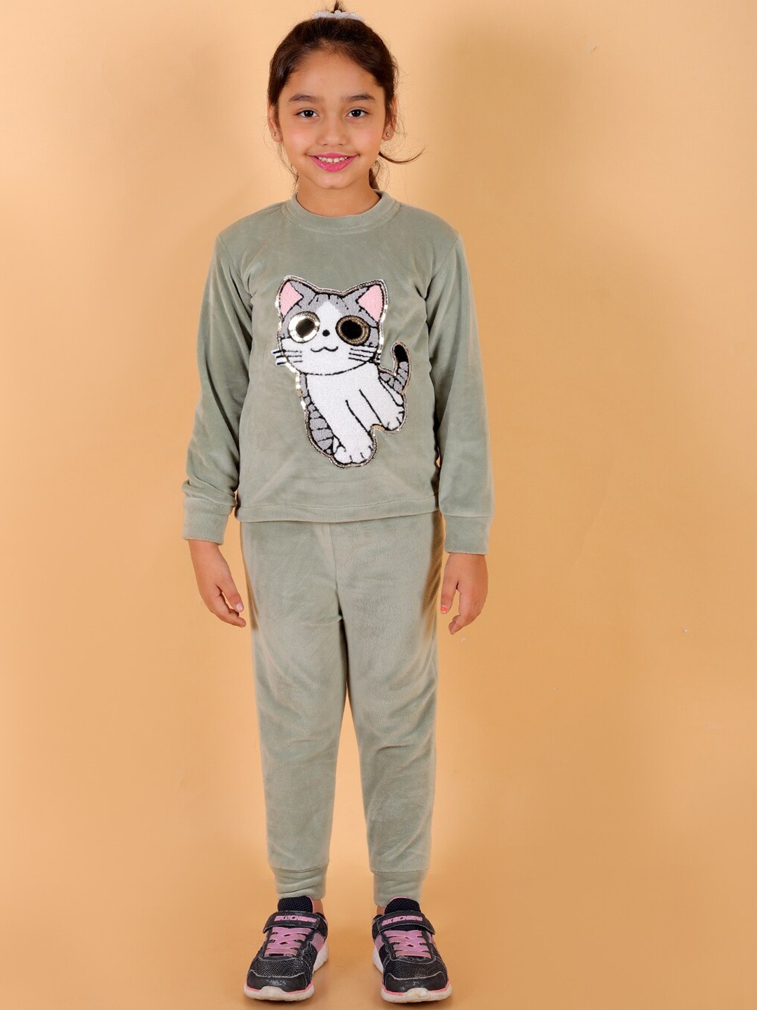 

Stuffie Land Girls Self Design Night suit, Grey
