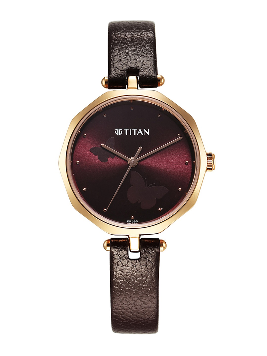 

Titan Women Brass Dial & Leather Straps Analogue Watch2702WL01, Maroon