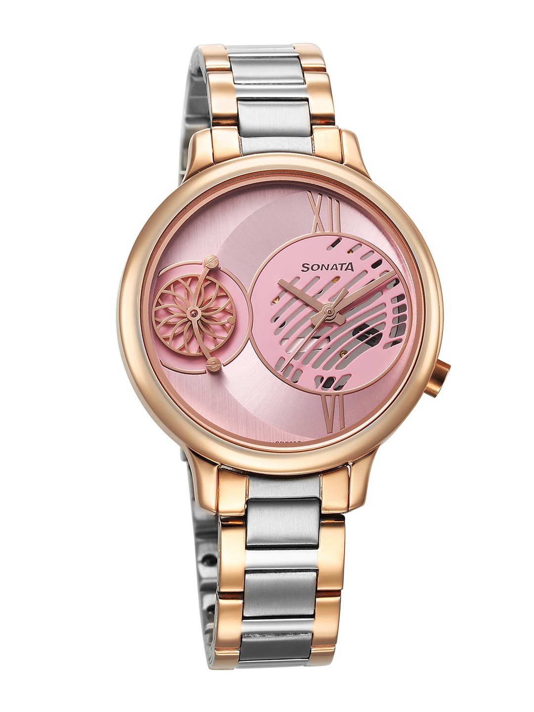 

Sonata Women Brass Dial & Straps Analogue Watch 8190KM02, Pink