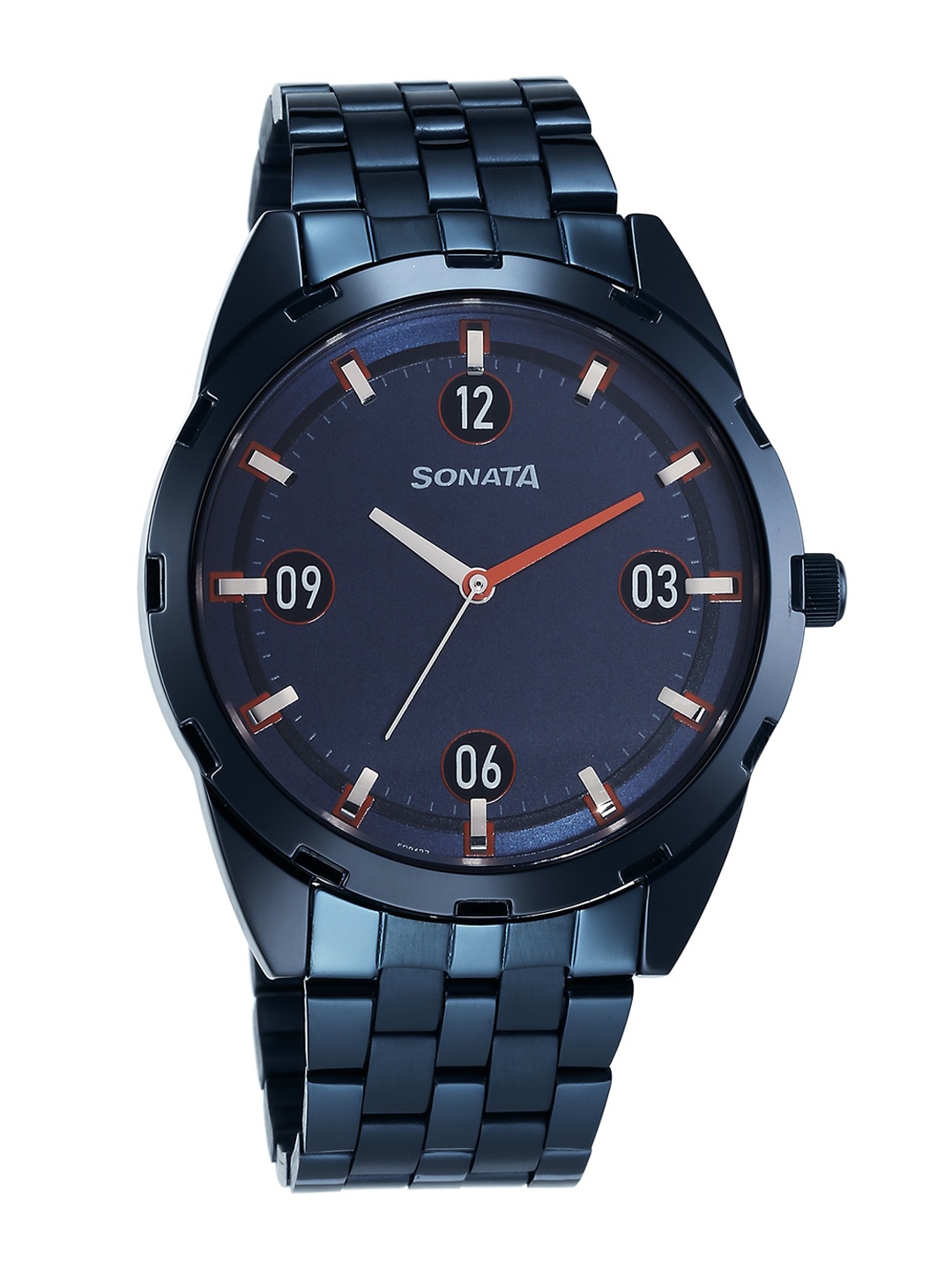 

Sonata Men Printed Dial & Stainless Steel Straps Analogue Watch 7149QM01, Blue