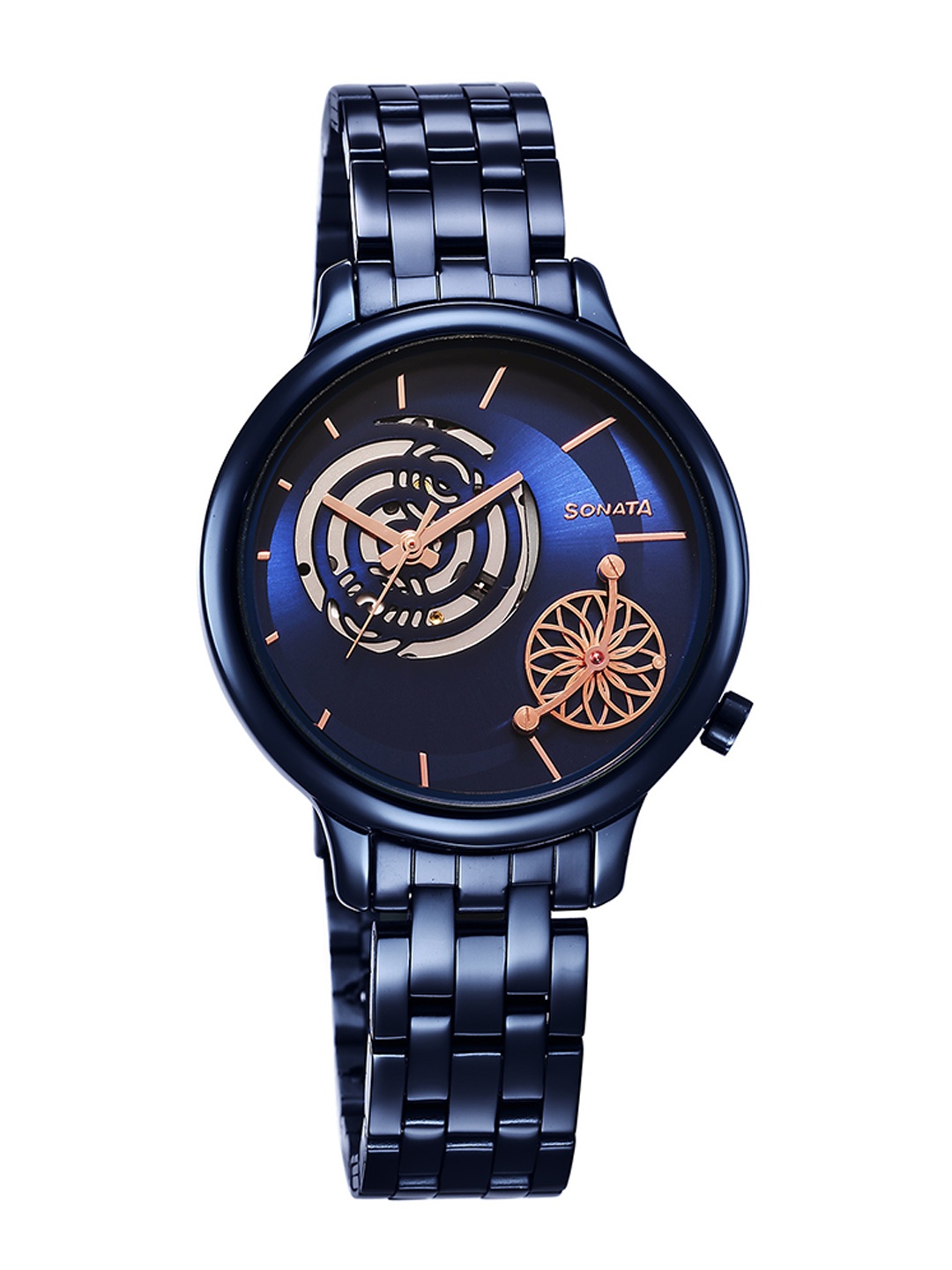 

Sonata Women Brass Dial & Straps Watch 8190QM04, Blue