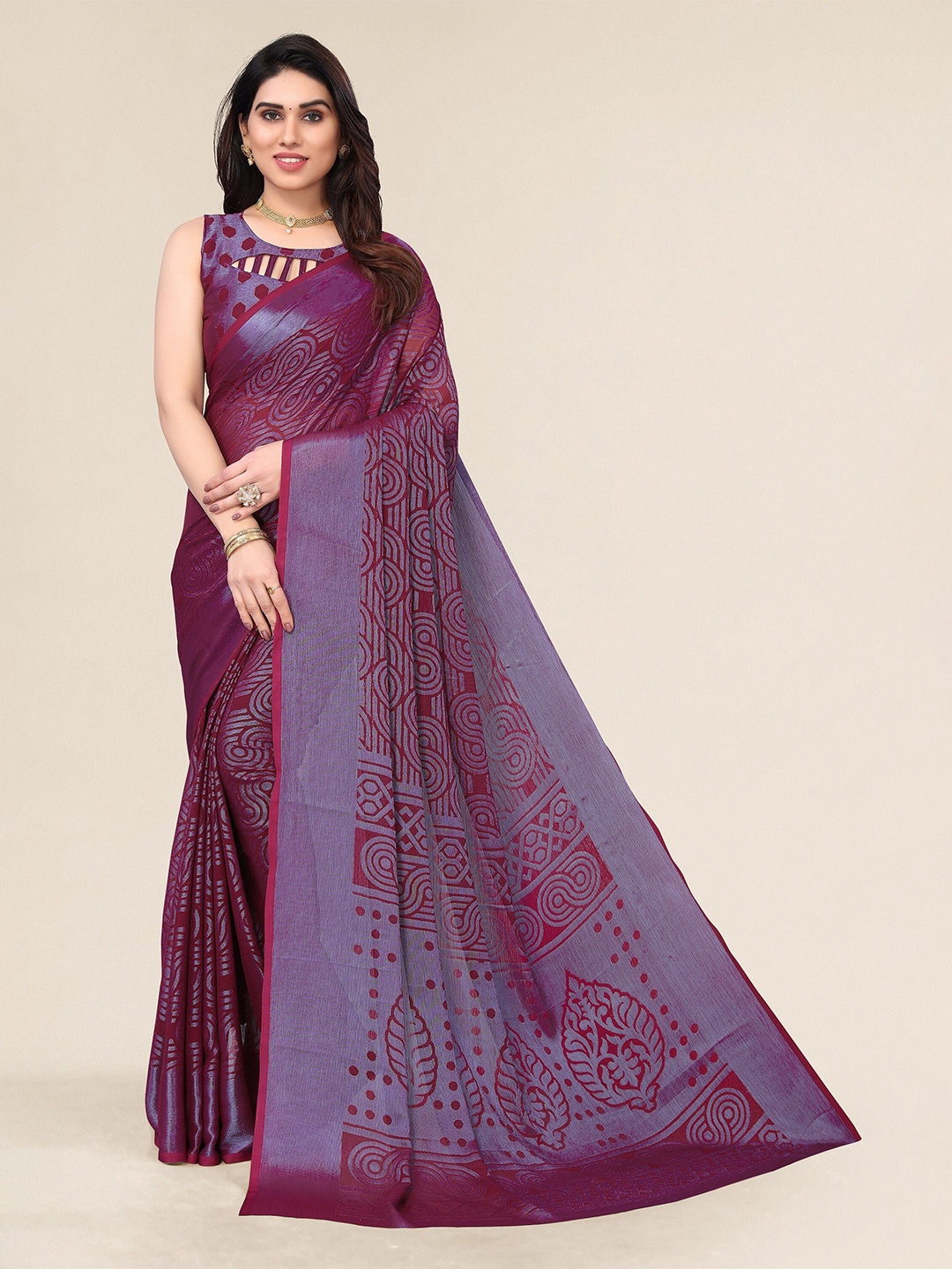 

Winza Designer Poly Chiffon Designer Saree, Magenta