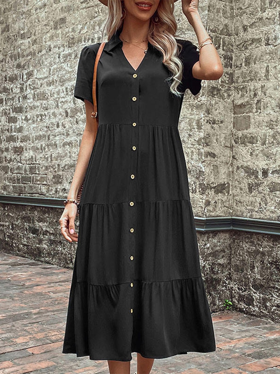 

StyleCast Black Tiered Shirt Dress