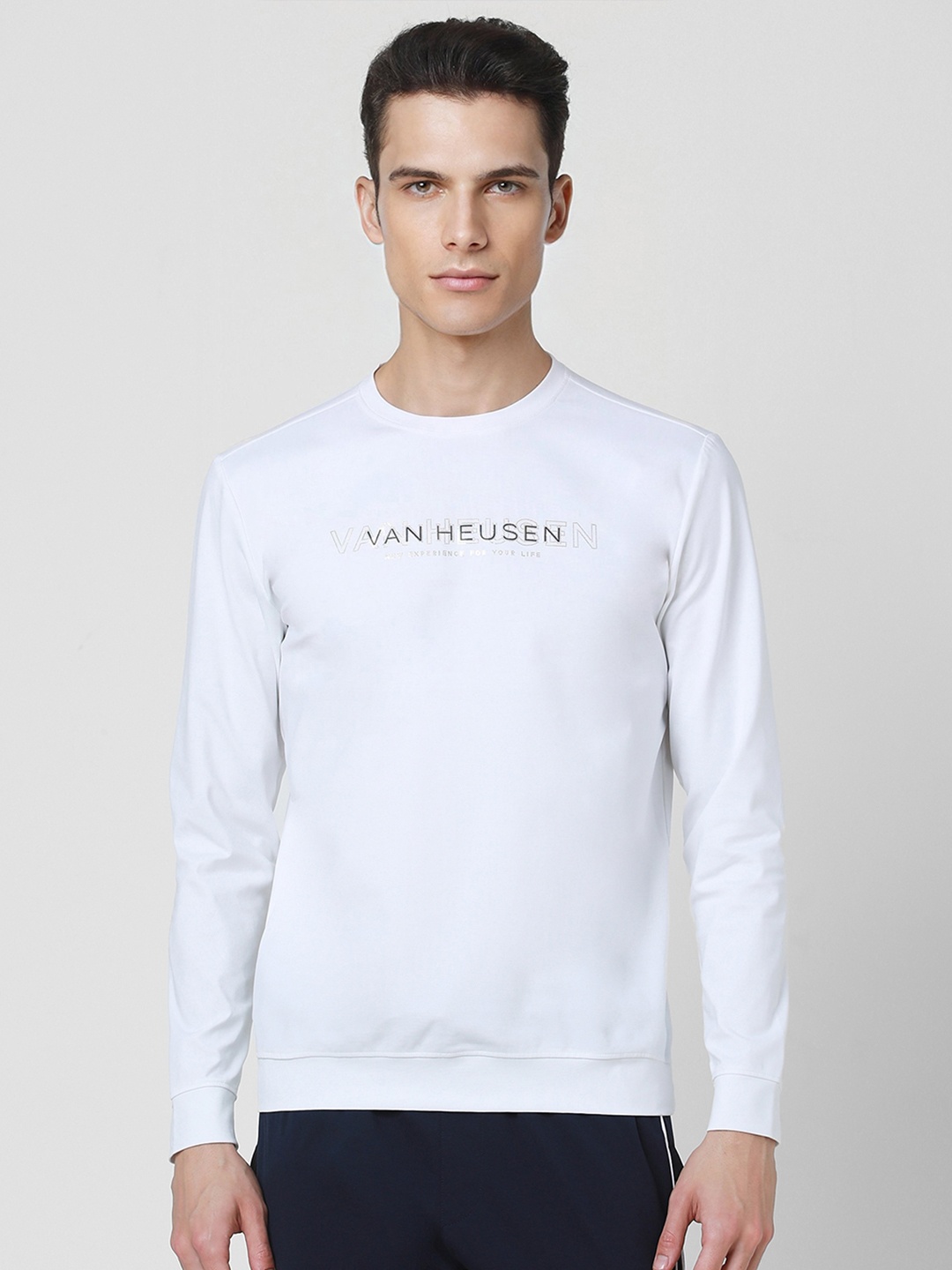 

Van Heusen Flex Typography Printed Round Neck Long Sleeves Pullover Sweatshirt, White