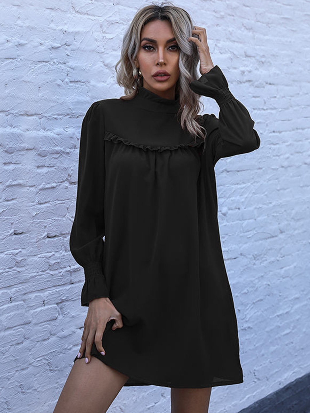 

StyleCast Black High Neck A Line Mini Dress