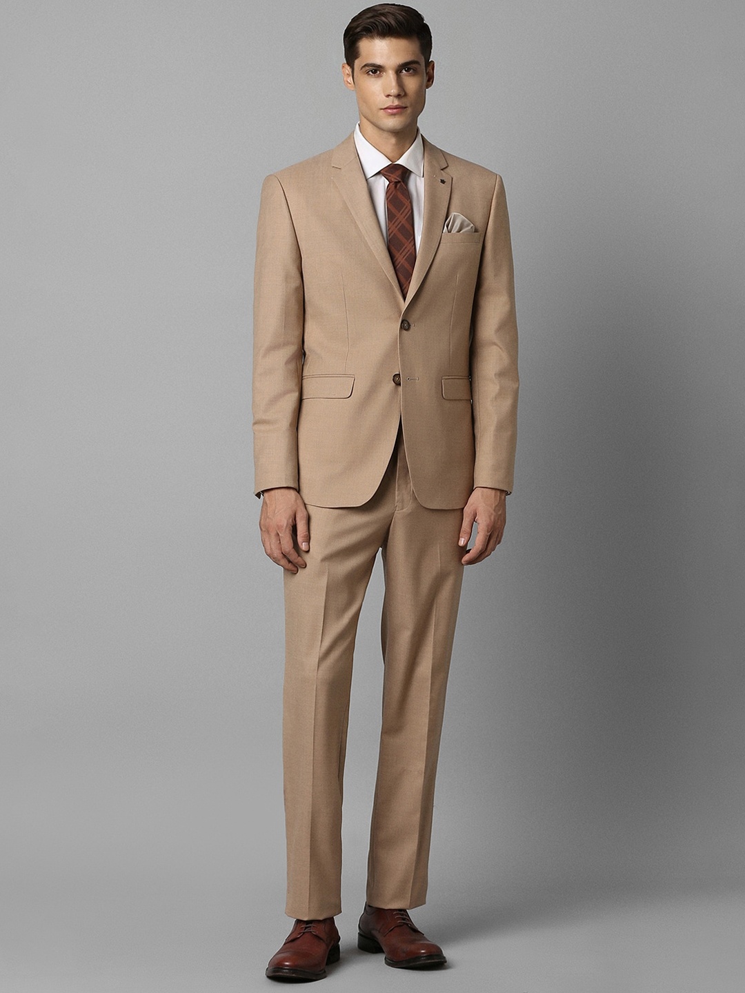 

Louis Philippe Slim-Fit Single-Breasted Two-Piece Formal Suit, Brown