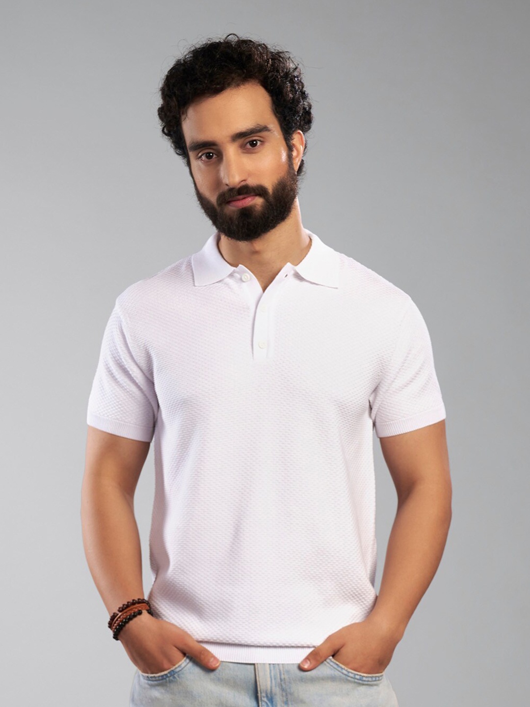 

KINGDOM OF WHITE Polo Collar Short Sleeves Cotton T-shirt