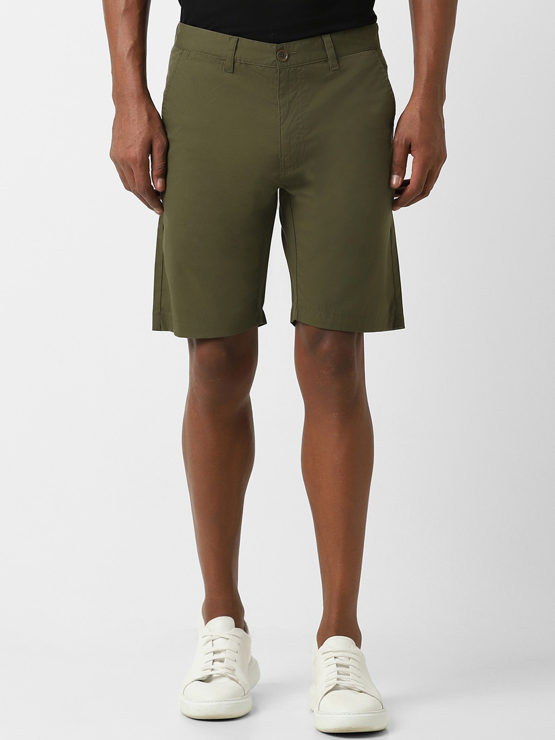 

Peter England Casuals Men Mid Rise Regular Fit Shorts, Olive