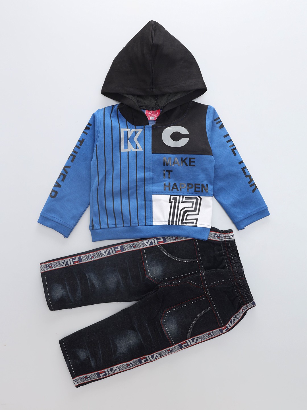 

BAESD Boys Printed T-shirt with Trousers, Blue