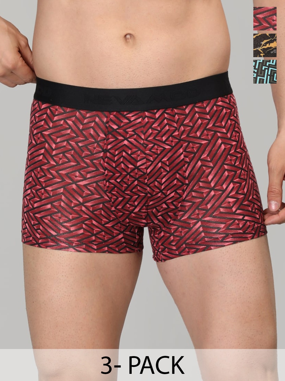 

NEVA 3-Pcs Printed Trunks MD403-234-Print 2, Print 3, Print 4, Maroon