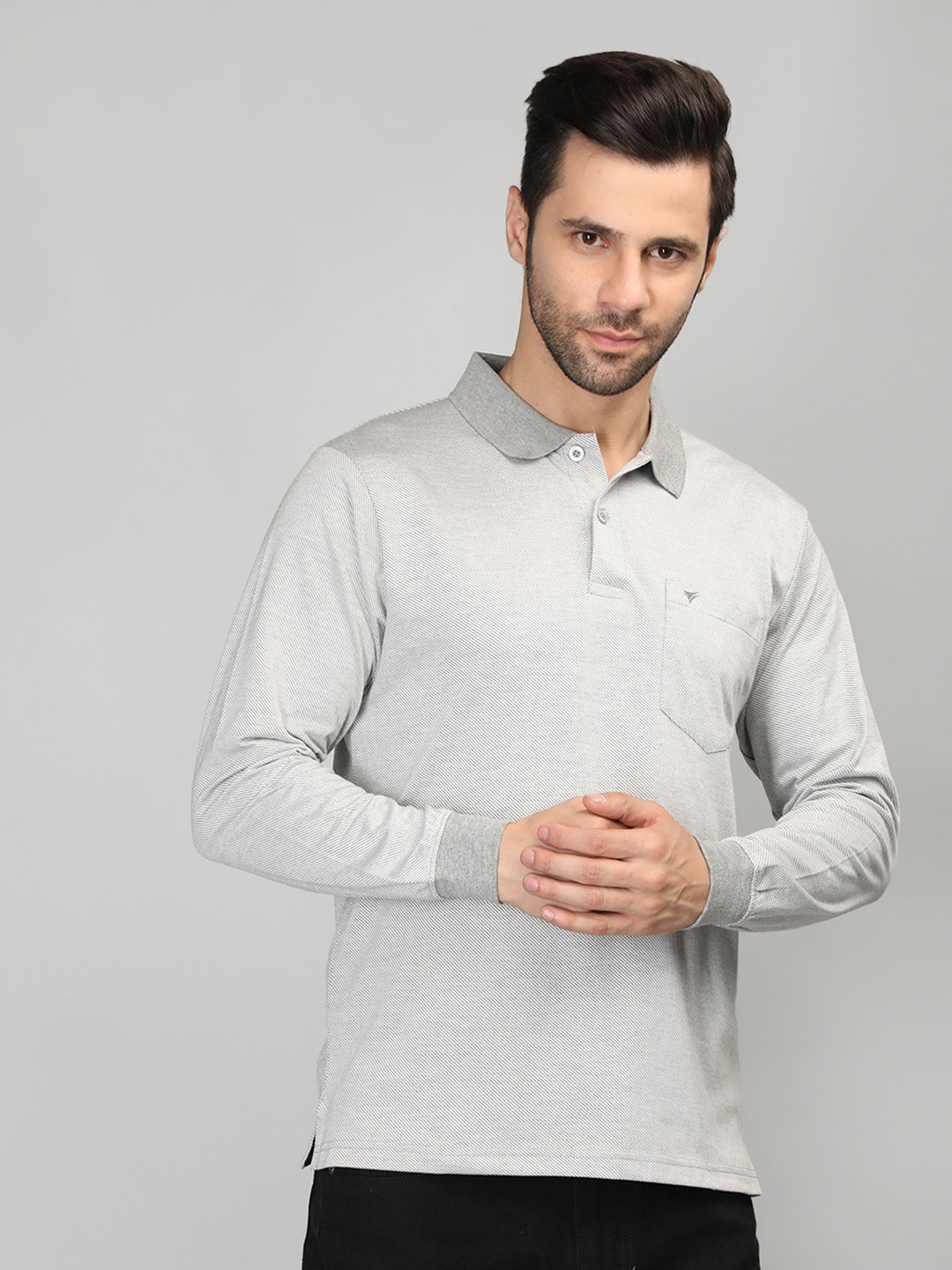 

NEVA Polo Collar Cotton T-shirt, Grey