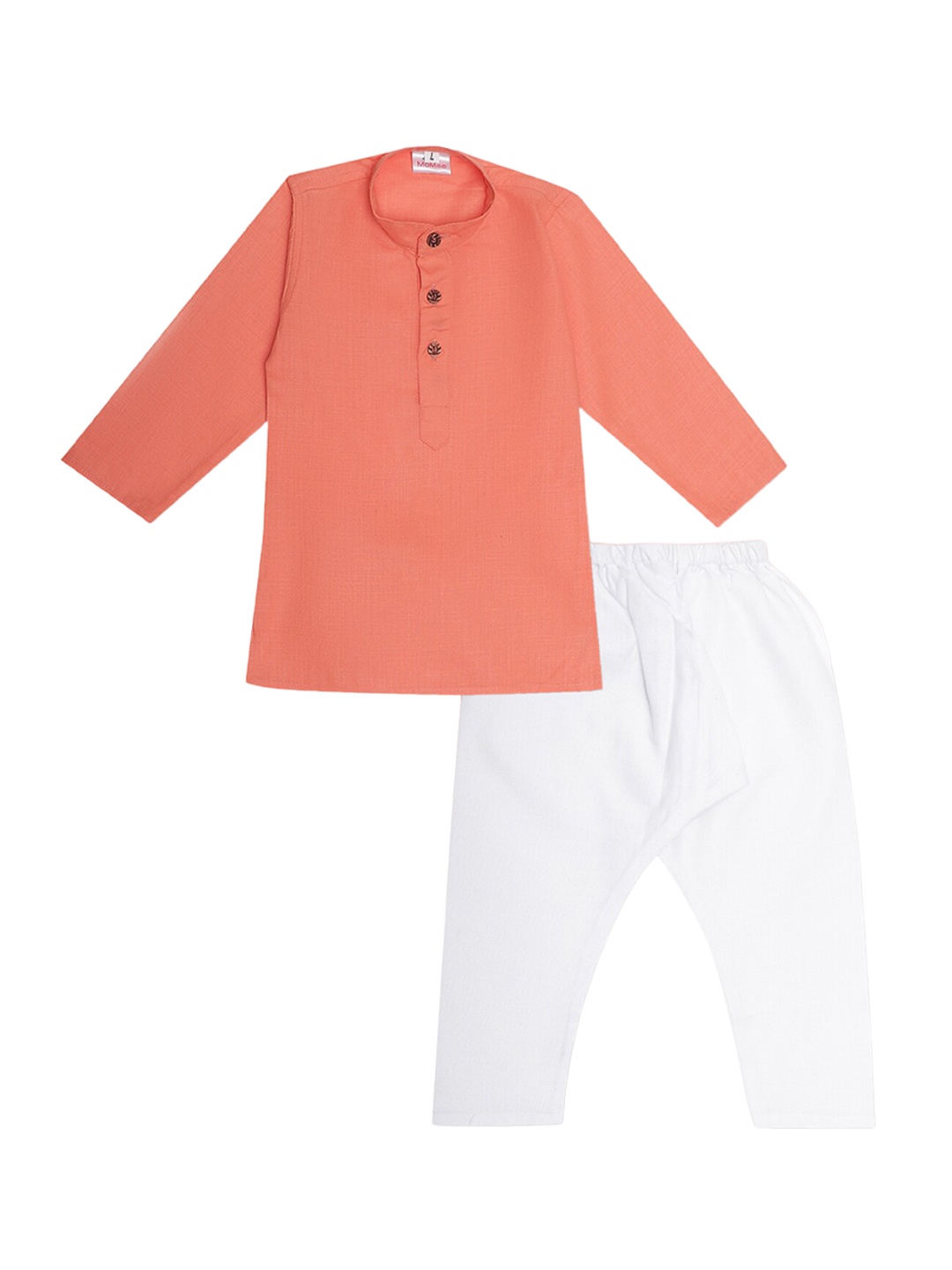 

BAESD Boys Mandarin Collar Straight Kurta With Pyjamas, Orange