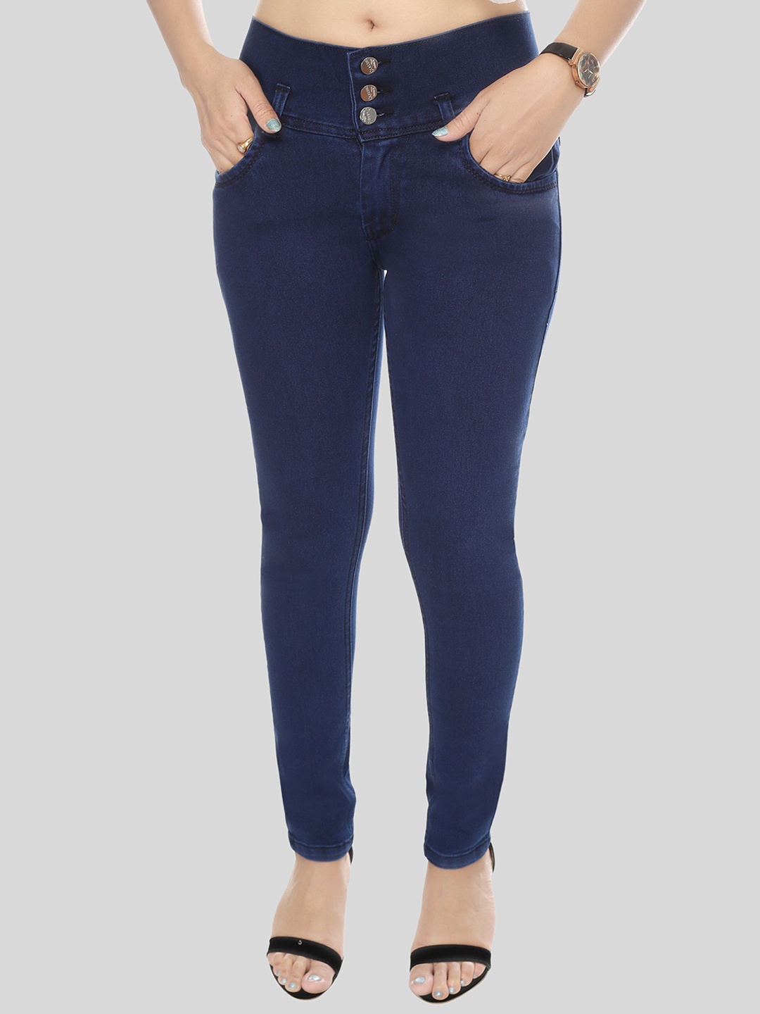 

BAESD Women Jean Super Skinny Fit High Rise Clean Look Stretchable Jeans, Navy blue