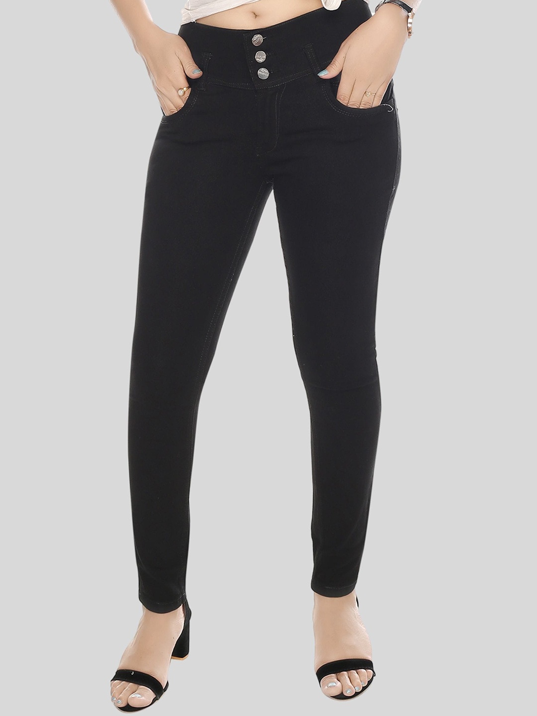 

BAESD Women Jean Super Skinny Fit High Rise Clean Look Stretchable Jeans, Black