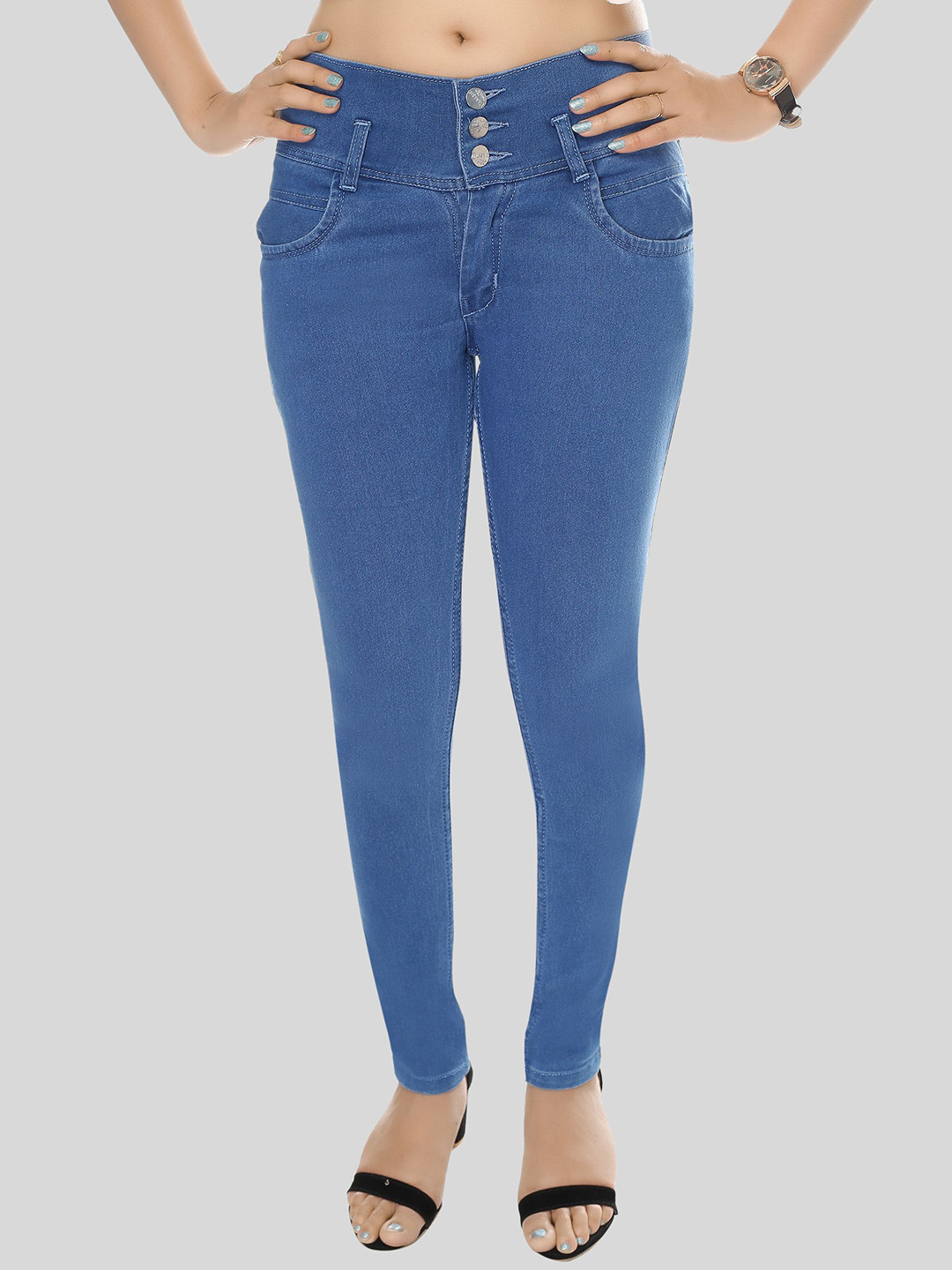 

BAESD Women Jean Super Skinny Fit High Rise Clean Look Stretchable Jeans, Blue