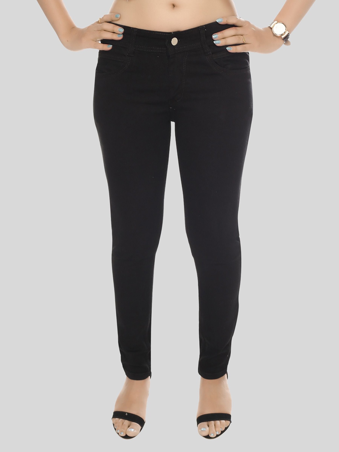 

BAESD Women Jean Super Skinny Fit Clean Look Stretchable Jeans, Black
