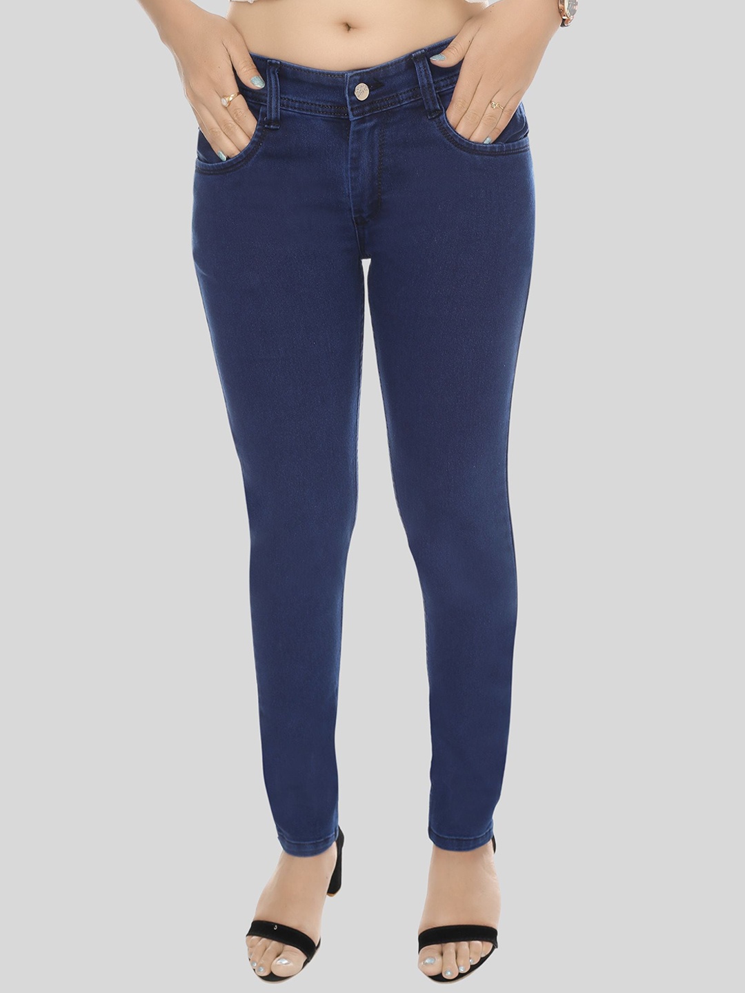 

BAESD Women Super Skinny Fit Stretchable Cotton Jeans, Navy blue