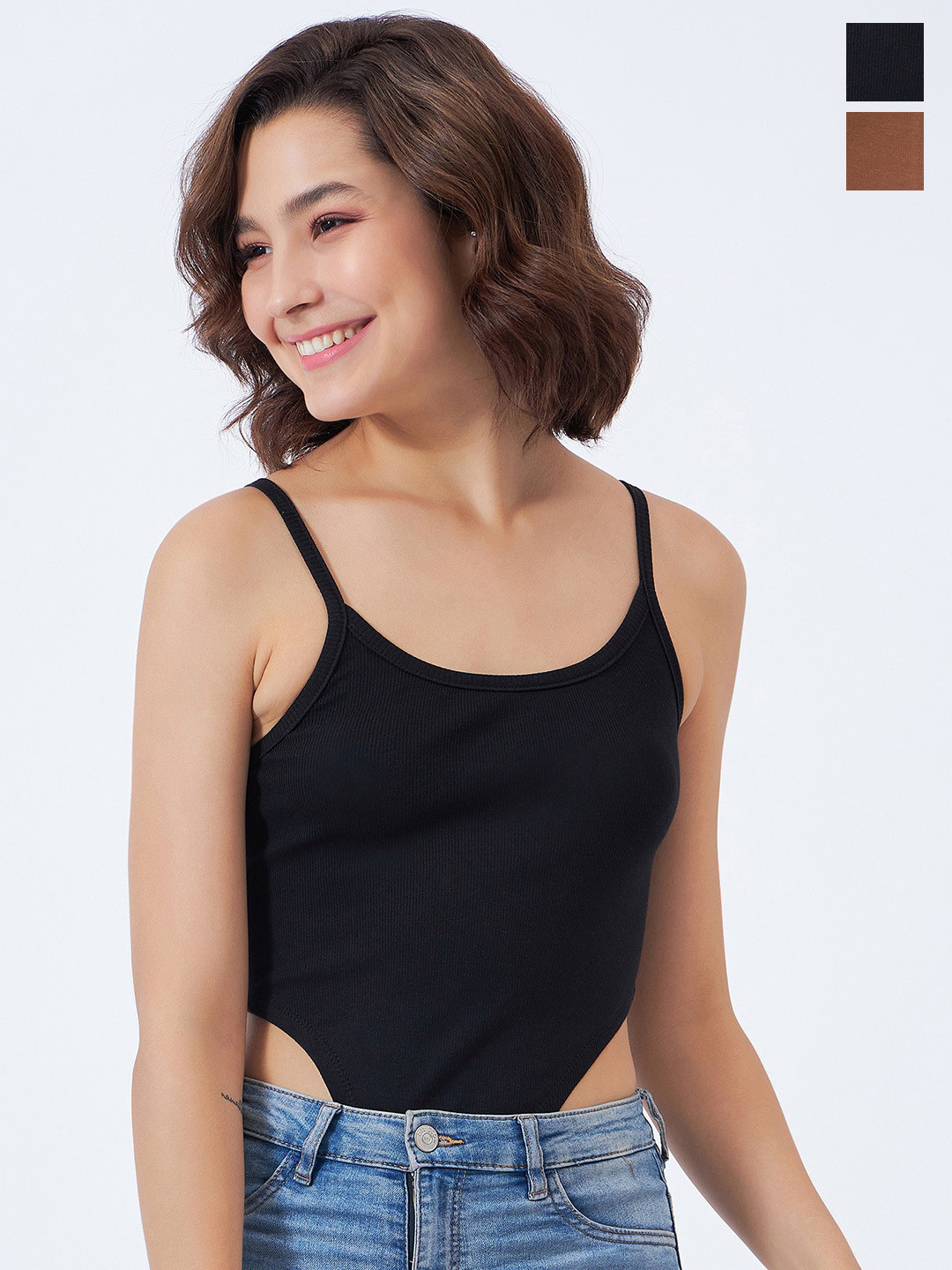

COLOR CAPITAL Pack Of 2 Cotton Bodysuits, Black