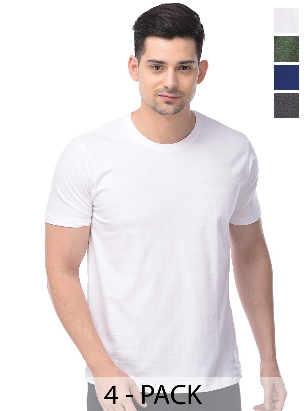 

COLOR CAPITAL Unisex Pack Of 4 Short Sleeves Cotton T-shirts, White