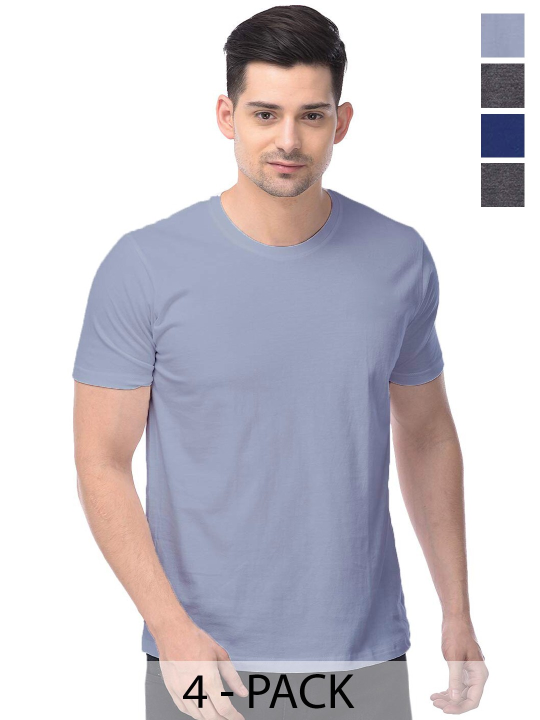 

COLOR CAPITAL Pack Of 4 Cotton T-shirt, Grey