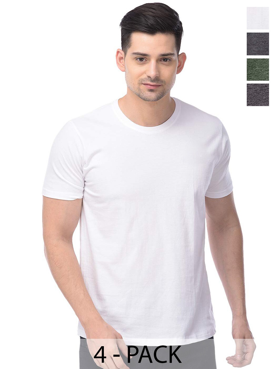 

COLOR CAPITAL Unisex Pack of 4 Cotton T-shirts, White
