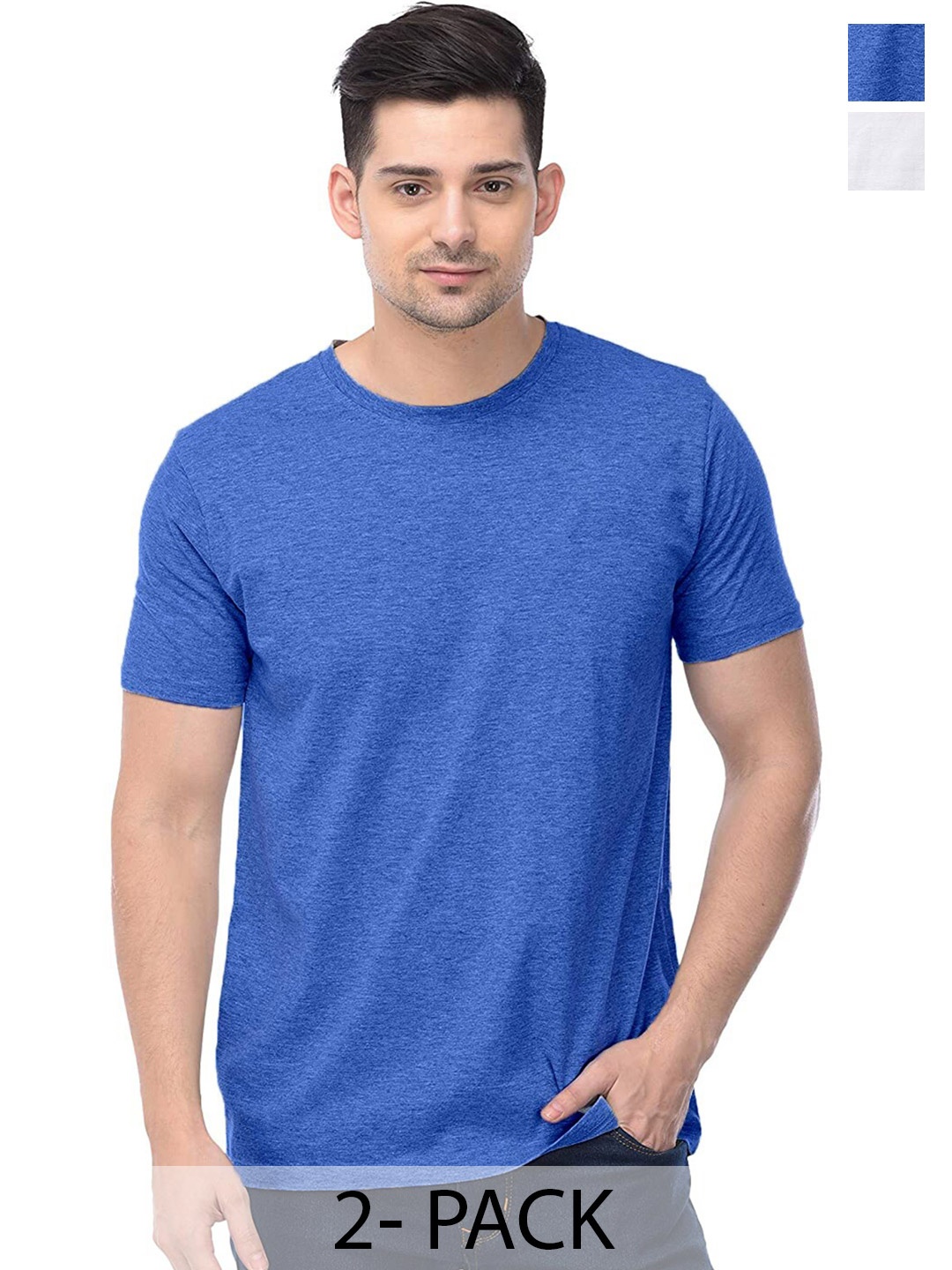 COLOR CAPITAL Unisex Pack Of 2 Cotton T-Shirts, Blue