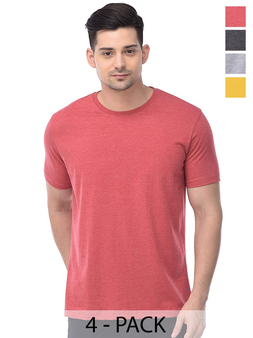 

COLOR CAPITAL Pack Of 4 Cotton T-shirt, Pink