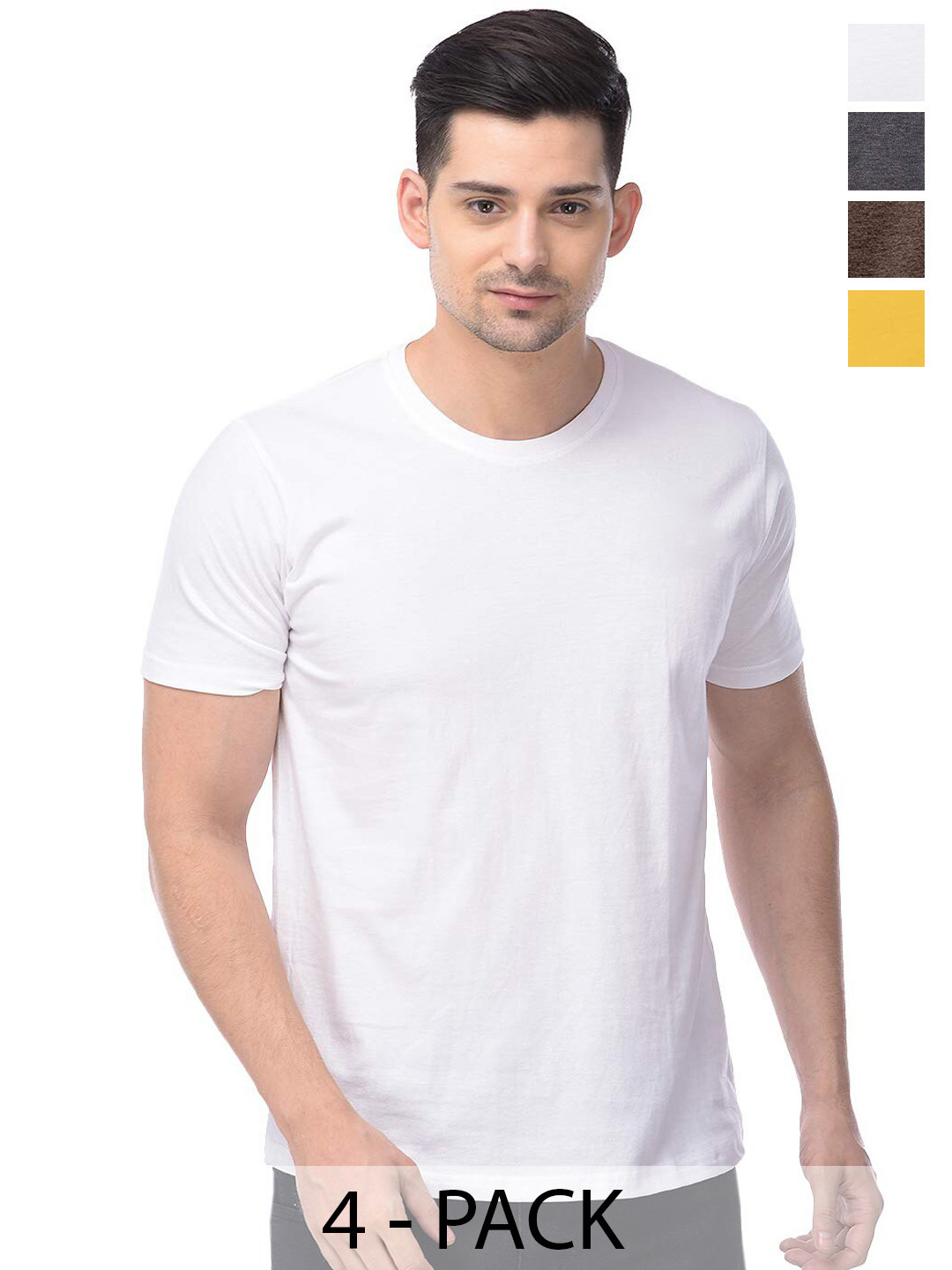 

COLOR CAPITAL Unisex Pack of 4 Cotton T-shirts, White