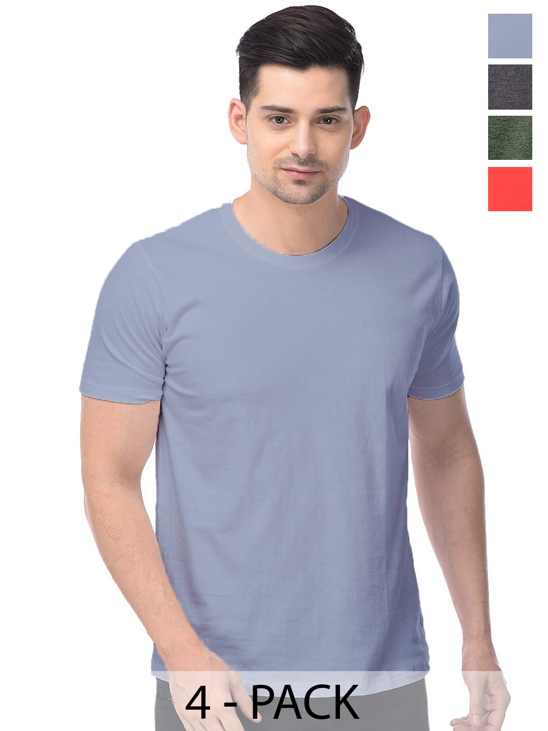 

COLOR CAPITAL Men Pack Of 4 Cotton T-Shirt, Grey