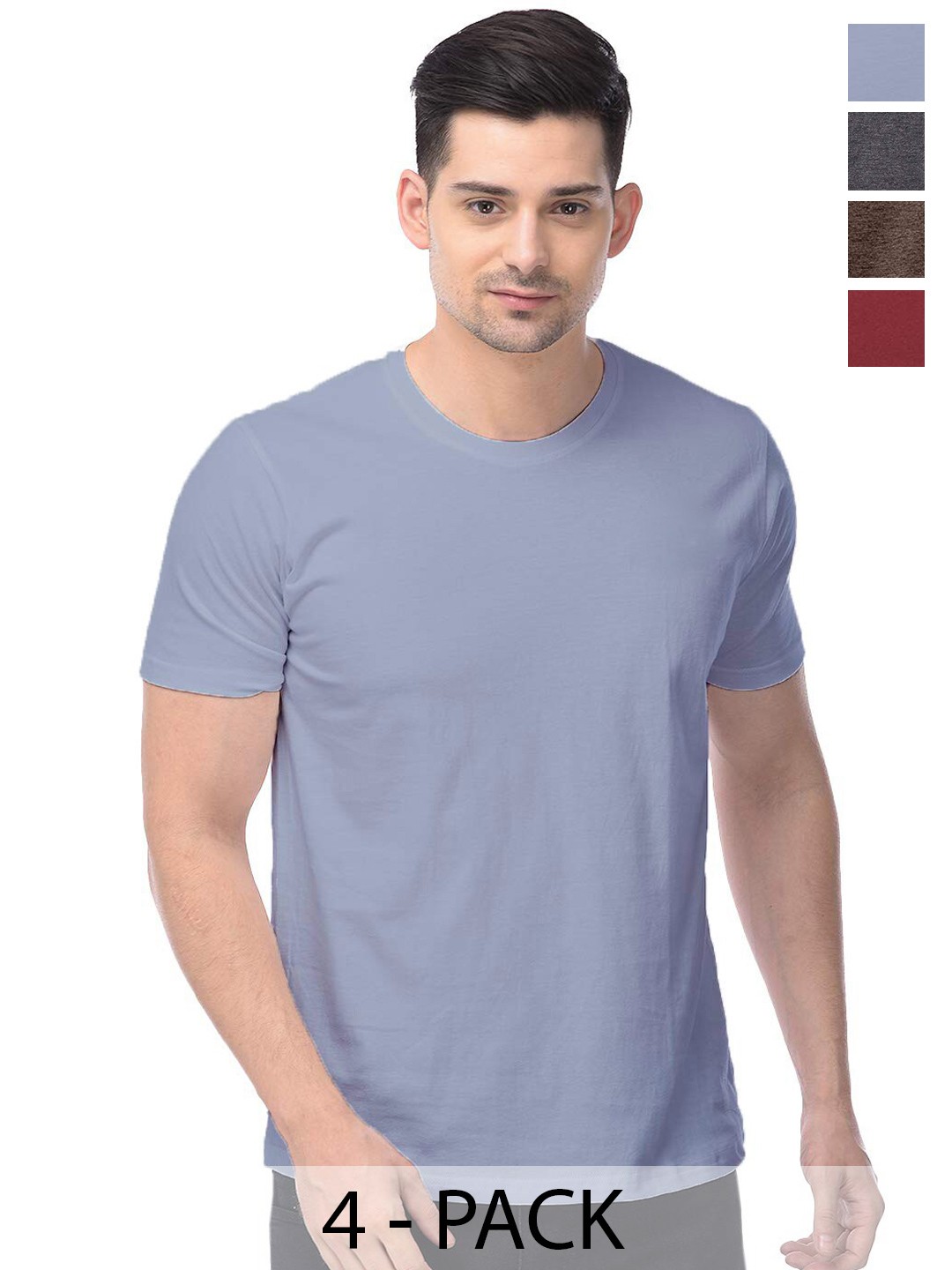 

COLOR CAPITAL Unisex Pack Of 4 Cotton T-shirts, Blue