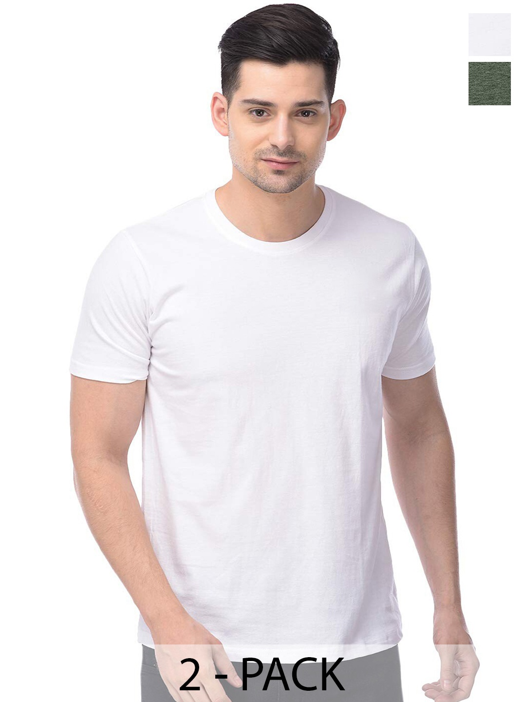 

COLOR CAPITAL Unisex Pack Of 2 Short Sleeves Cotton T-shirts, White