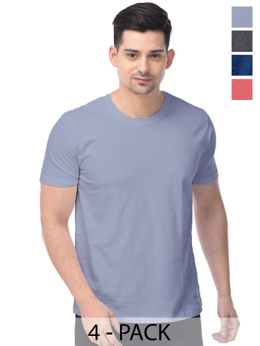 

COLOR CAPITAL Pack of 4 Unisex Cotton T-shirt, Grey