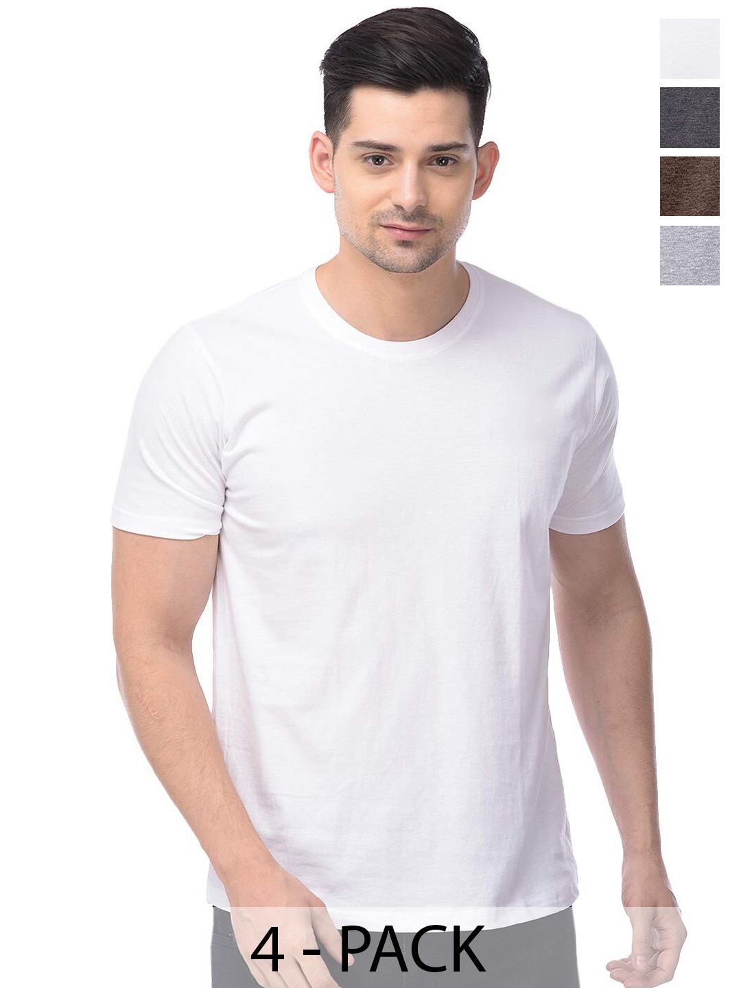 

COLOR CAPITAL Unisex Pack of 4 Cotton T-shirts, White