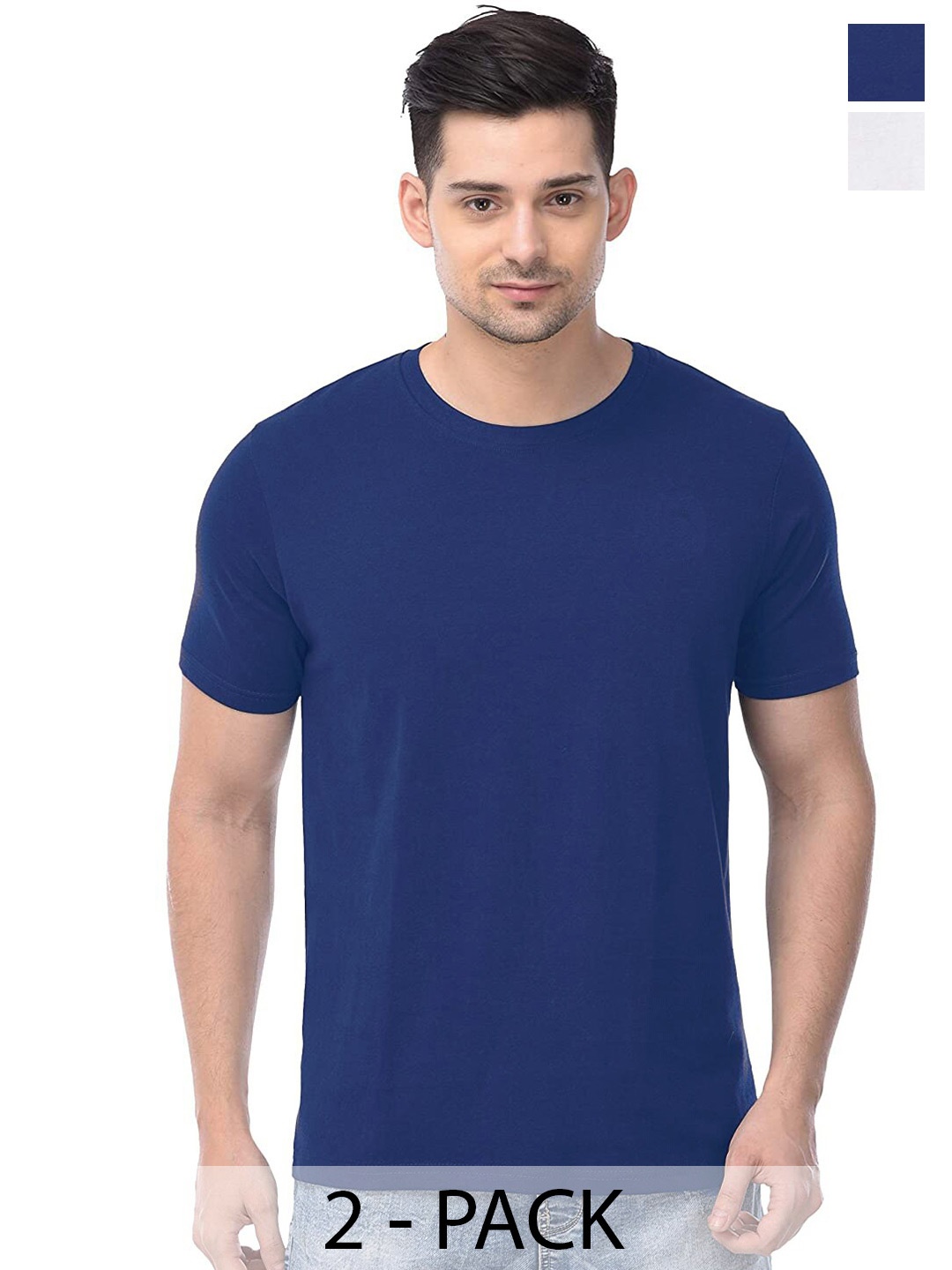 

COLOR CAPITAL Unisex Pack of 2 Cotton T-shirts, Blue