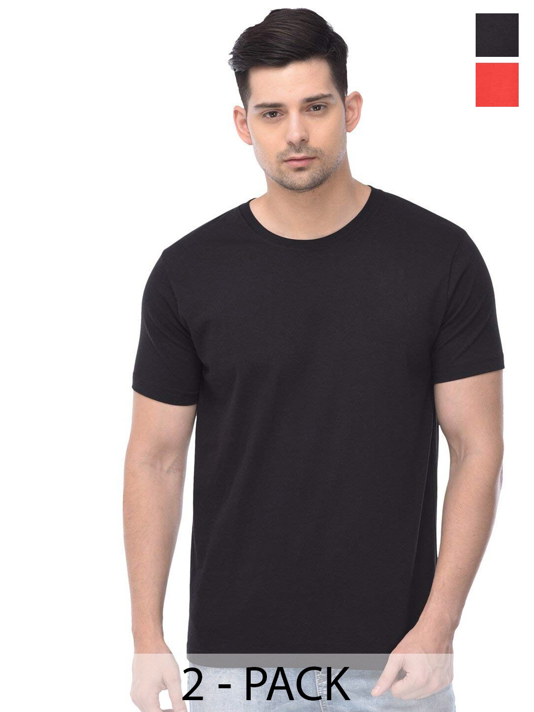 

COLOR CAPITAL Unisex Pack Of 2 Cotton T-Shirt, Red