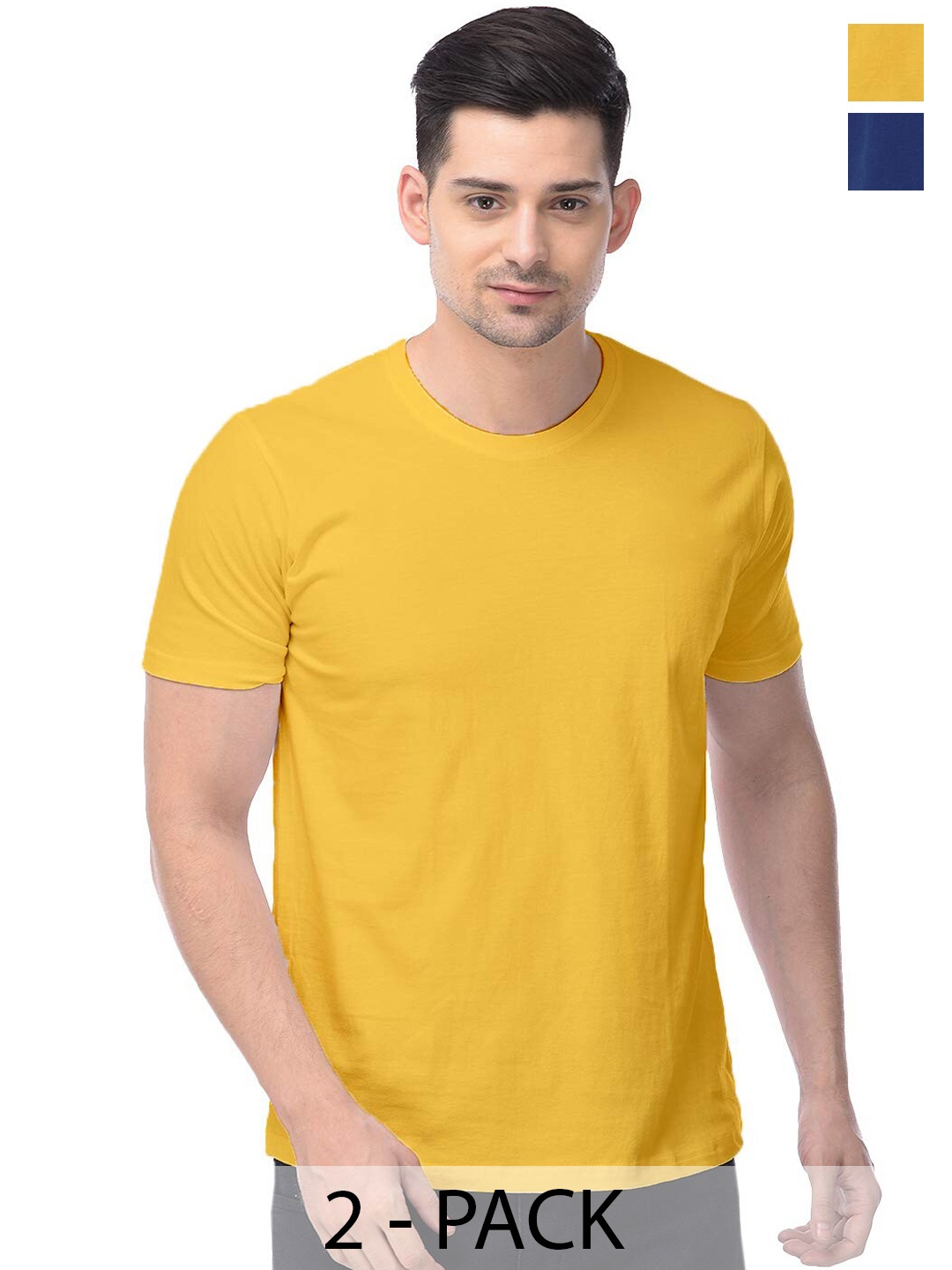 

COLOR CAPITAL Unisex Pack Of 2 Cotton T-shirt, Yellow
