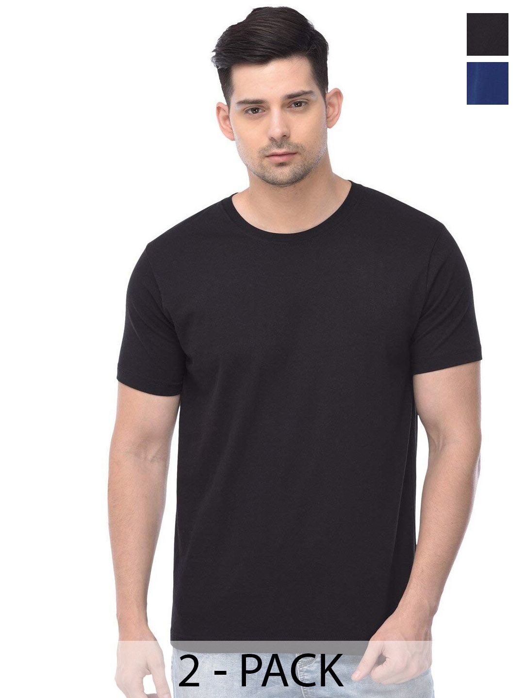 

COLOR CAPITAL Unisex Pack Of 2 Cotton T-shirt, Black