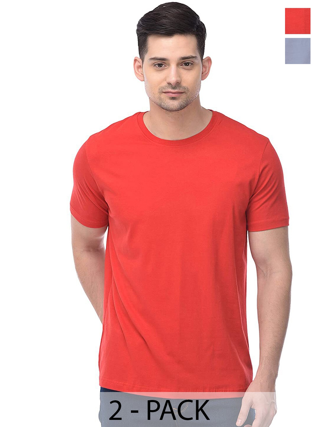 

COLOR CAPITAL Unisex Pack Of 2 Cotton T-shirt, Orange