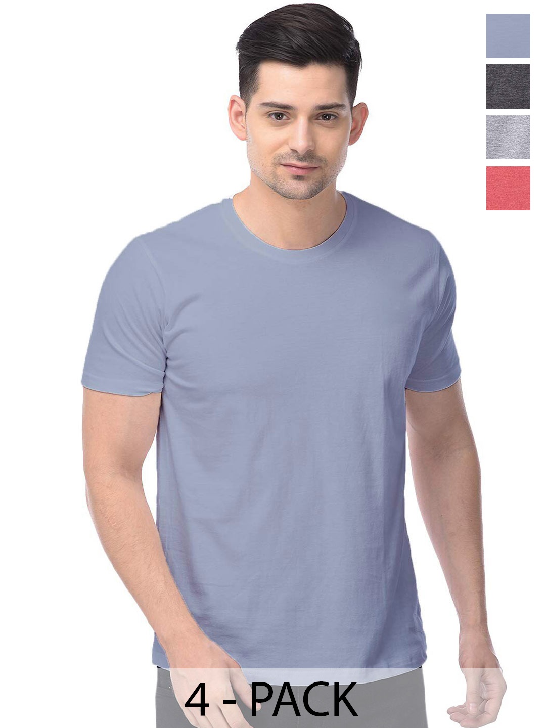 

COLOR CAPITAL Unisex Pack Of 4 Cotton T-shirt, Grey