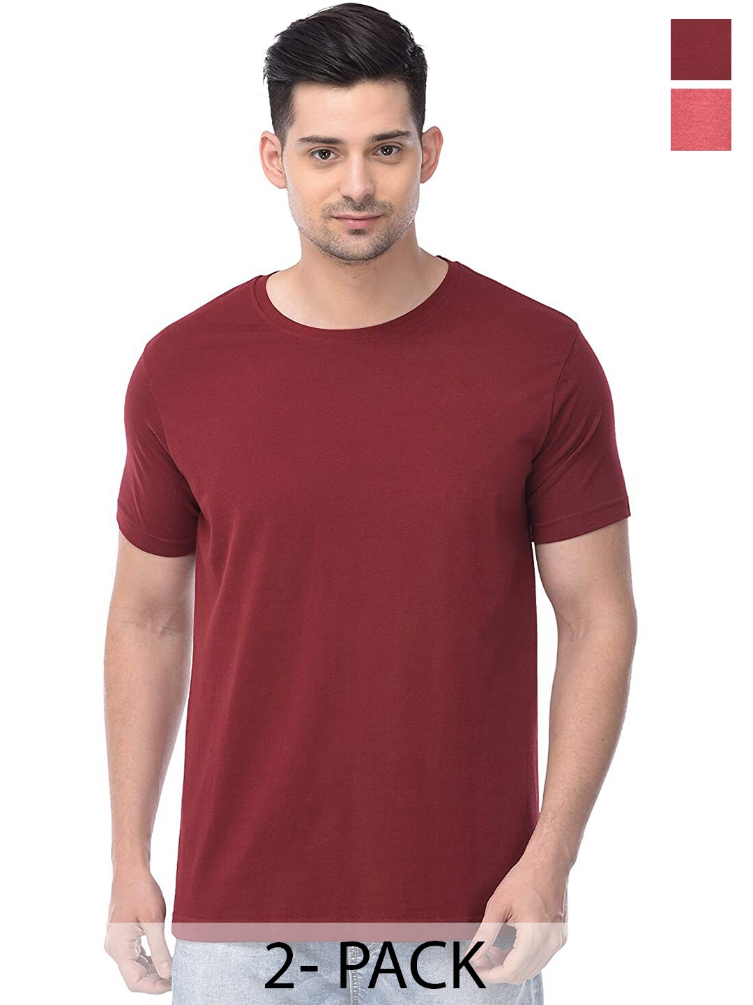 

COLOR CAPITAL Pack Of 2 Cotton T-Shirt, Brown