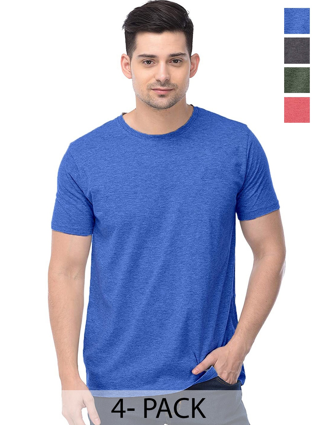 

COLOR CAPITAL Pack Of 4 Cotton T-Shirt, Blue