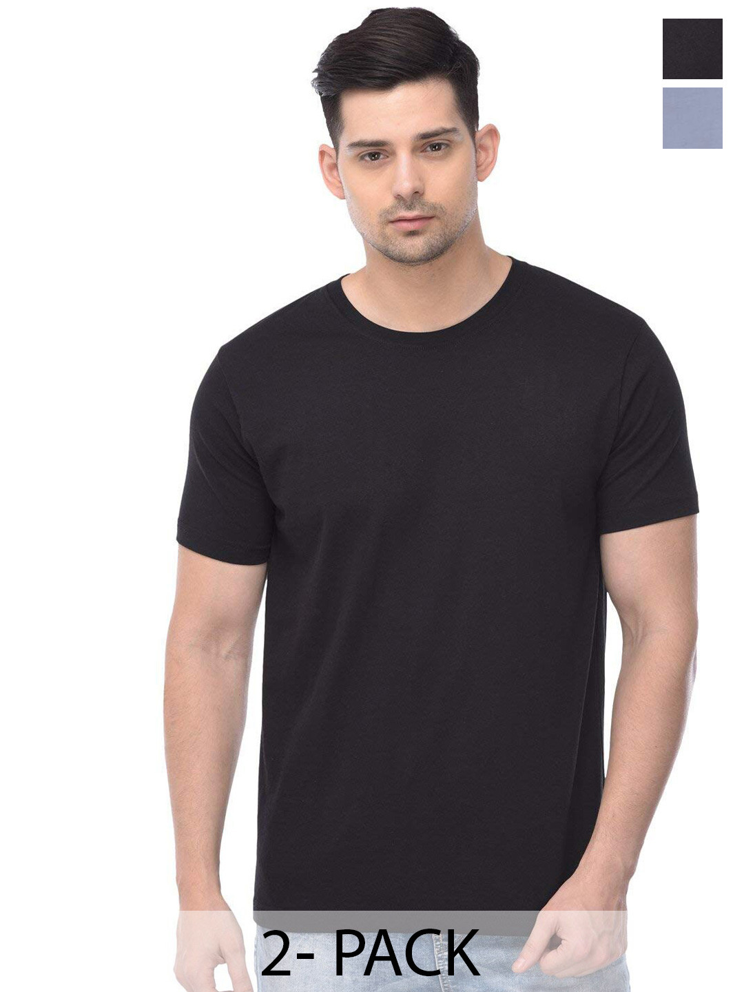 

COLOR CAPITAL Pack Of 2 Cotton T-Shirt, Black