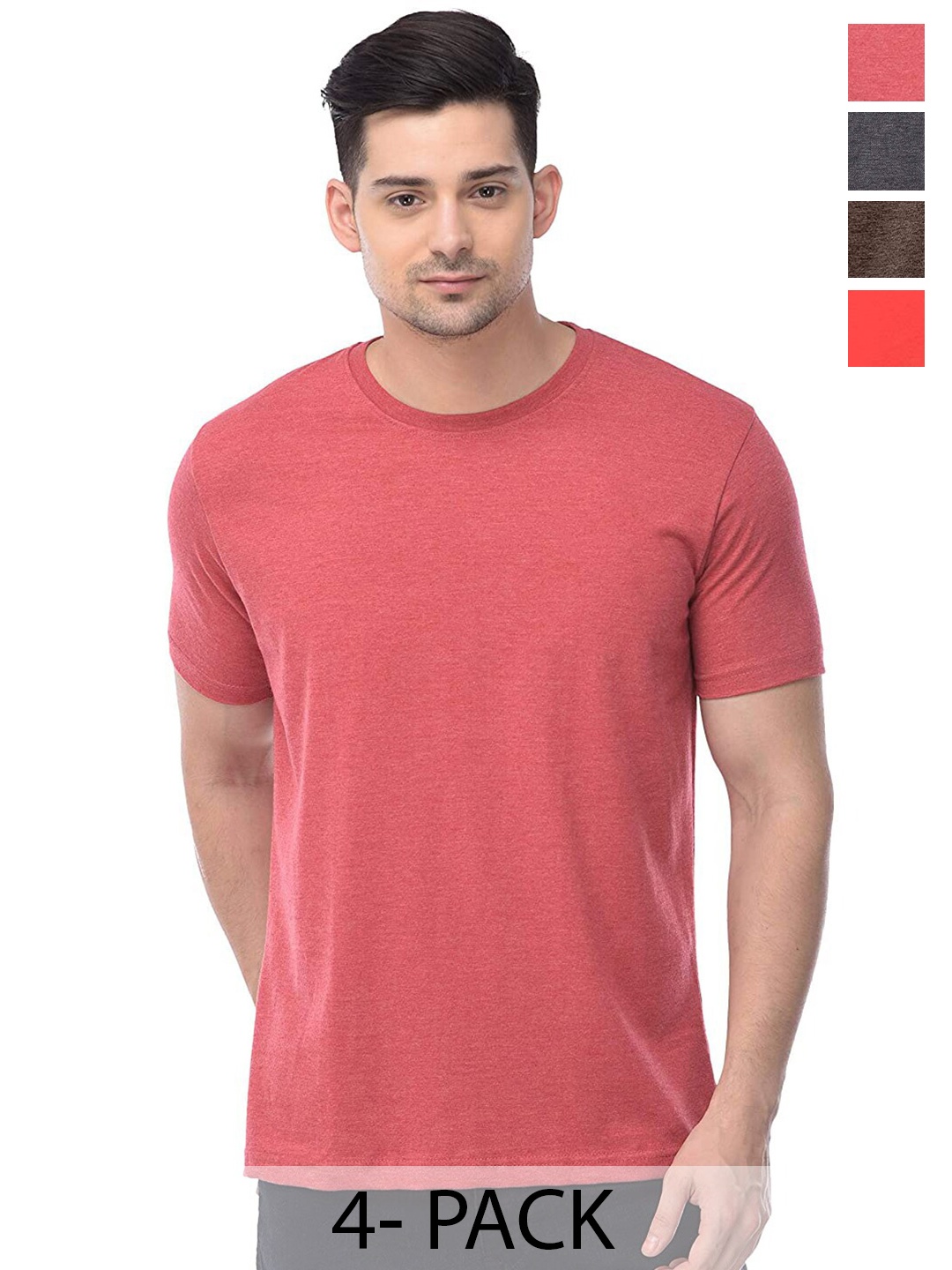 

COLOR CAPITAL Pack Of 4 Cotton T-Shirt, Pink