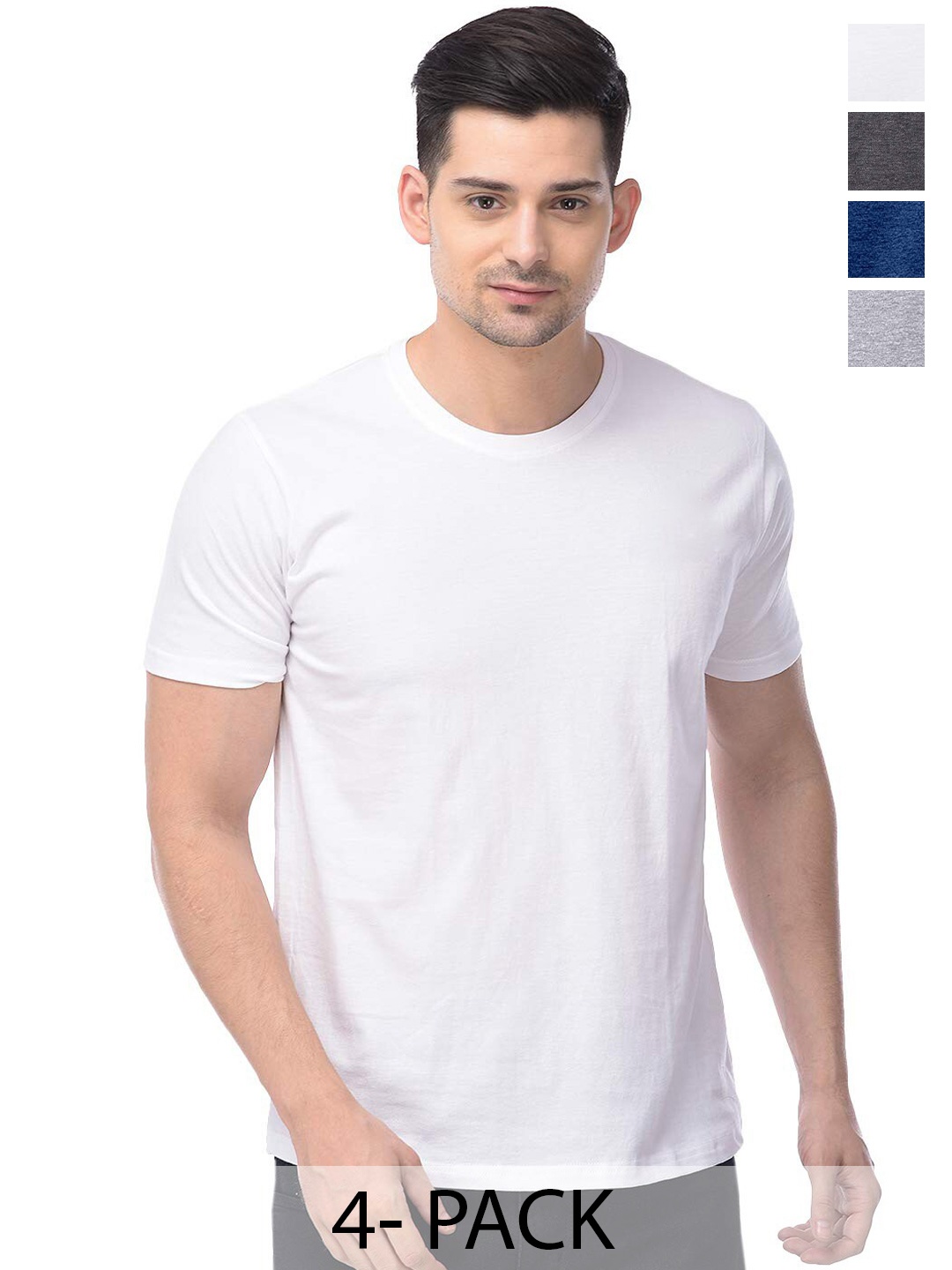 

COLOR CAPITAL Pack Of 4 Cotton T-Shirt, Grey