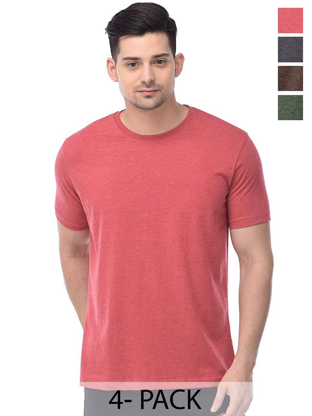 COLOR CAPITAL Unisex Pack of 4 Cotton T-shirt, Pink