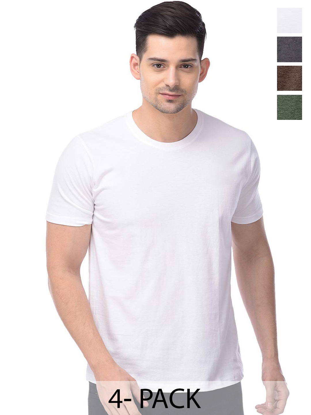 COLOR CAPITAL Unisex Pack of 4 Cotton T-shirt, White