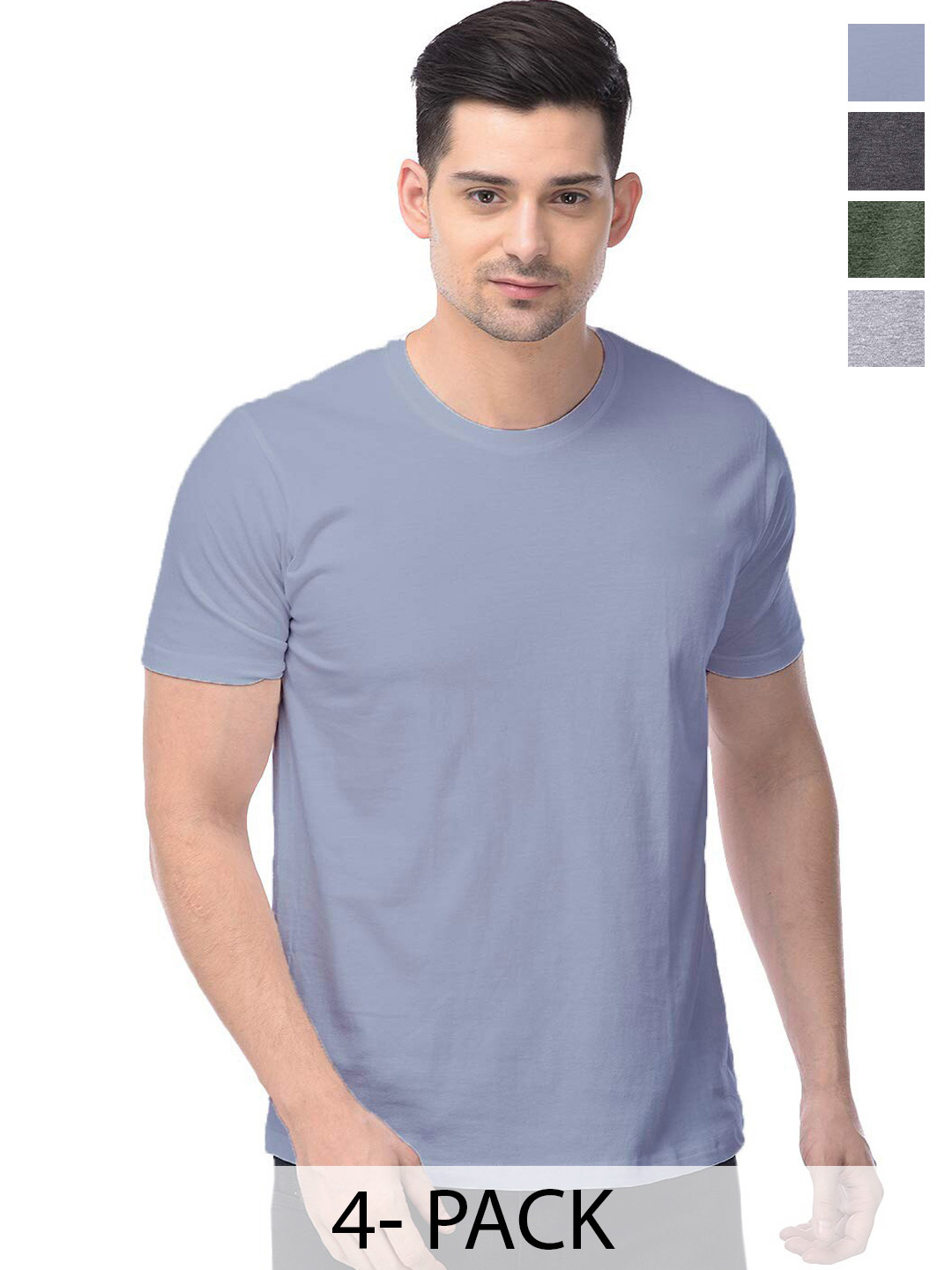 

COLOR CAPITAL Unisex Pack of 4 Cotton T-shirt, Blue